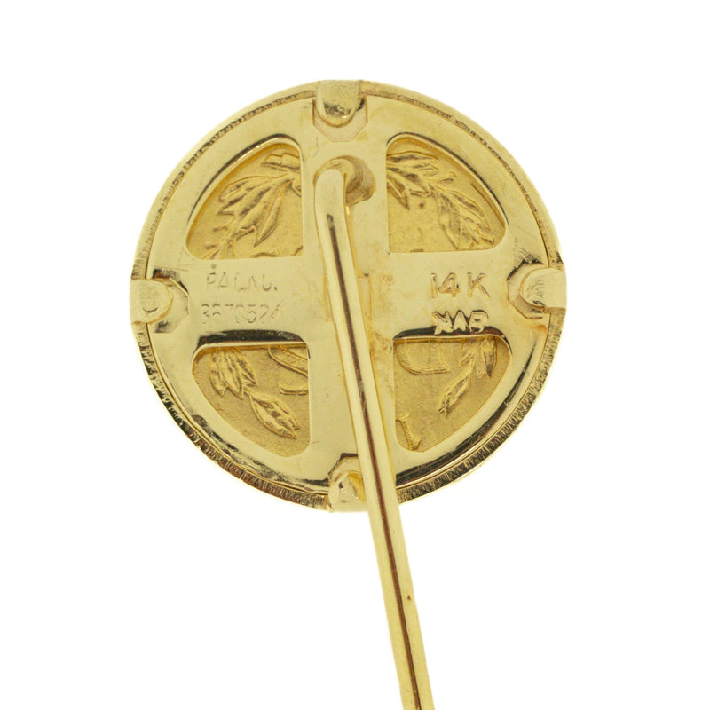 Dos Pesos Coin Brooch in 14K Yellow Gold