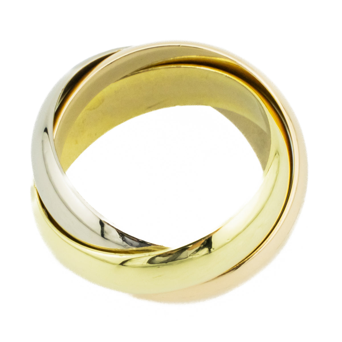 Vintage Cartier Trinity Gold Band Ring in 18K Tri-Tone Gold - Size