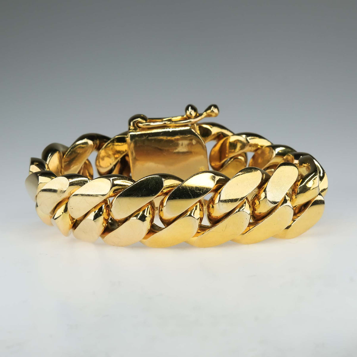 Solid 10K Gold Man Cuban shops Curb Bracelet. Gents 10K Solid Yellow Gold Bracelet. Tr