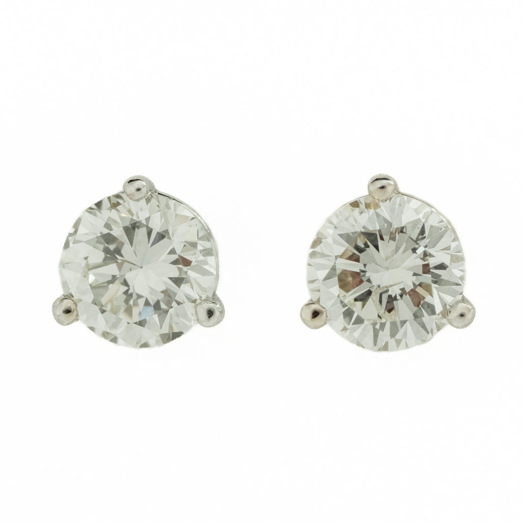 0.90ctw Round Diamond Solitaire Stud Earrings in 14K White Gold