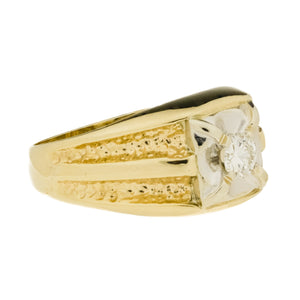 0.36ctw Round Diamond Solitaire Men's Ring in 14K Two Tone Gold - Size 9.5