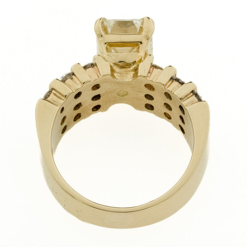 2.50ct Emerald Cut Diamond VS1/L & 0.90ctw Round Diamond Accented Engagement Ring in 14K Yellow Gold