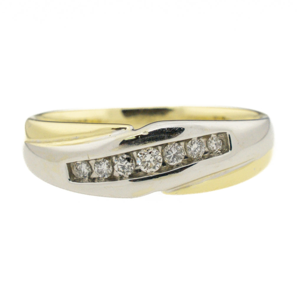 0.20ctw Round Diamond Men's Wedding Band Ring in 14K Two Tone Gold