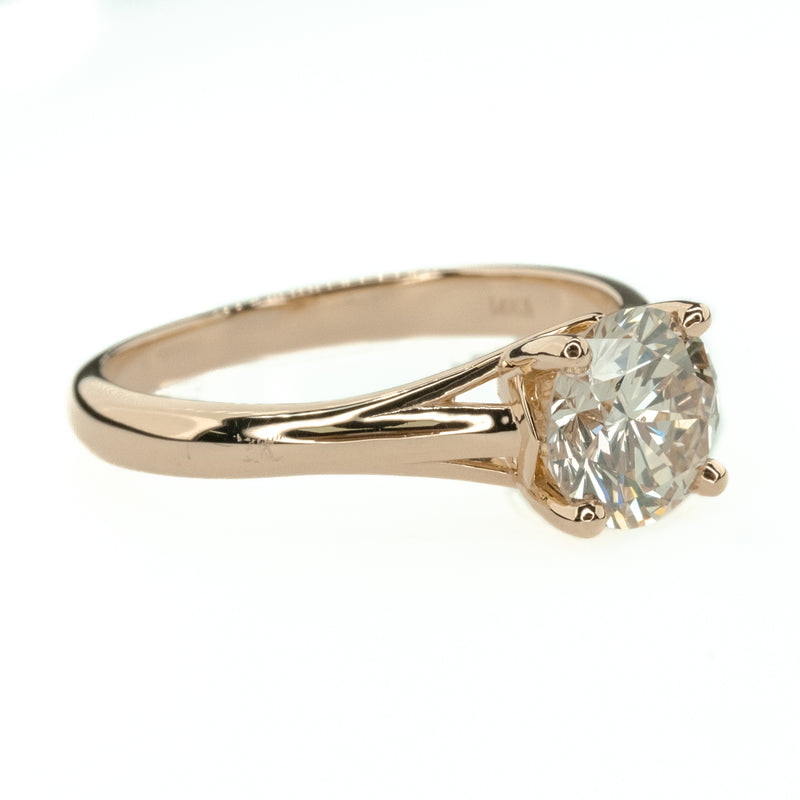 1.30ct Round Brilliant Cut Diamond Solitaire Ring in 14K Rose Gold Size 7.25