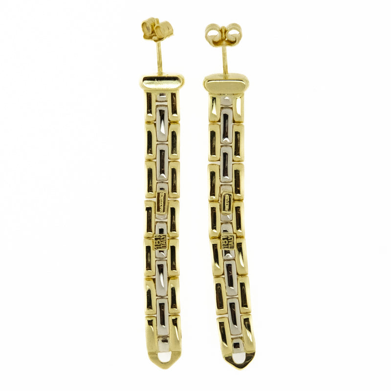 Panther Link Gold Earrings in 18K Two Tone Gold