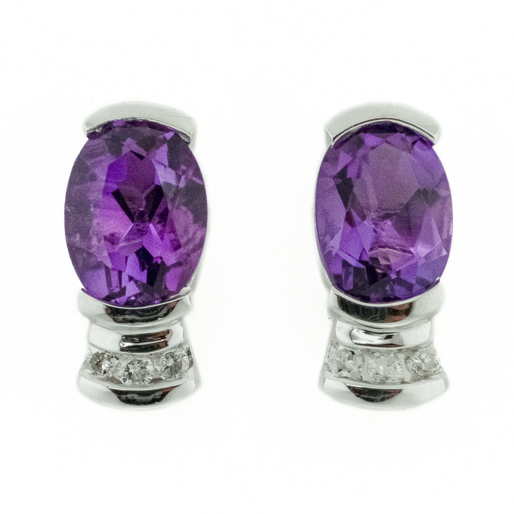 0.82ctw Amethyst and Diamond Accented Earrings in 14K White Gold