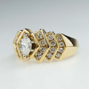0.55ct Marquise Diamond & Side Accented Engagement Ring in 14K Yellow Gold Engagement Rings Oaks Jewelry 