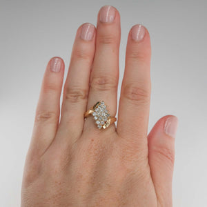 0.96ctw Round Diamond Accented Cluster Cocktail Ring in 14K Yellow Gold Diamond Rings Oaks Jewelry 