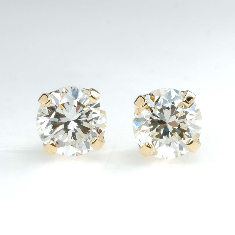1.00ctw Round Diamond Solitaire Stud Earrings in 14K Yellow Gold Earrings Oaks Jewelry 