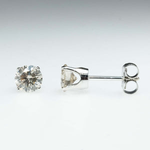 1.00ctw Round Diamond Stud Earrings in 14K White Gold Earrings Oaks Jewelry 