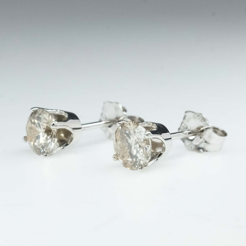 1.00ctw Round Diamond Stud Earrings in 14K White Gold Earrings Oaks Jewelry 