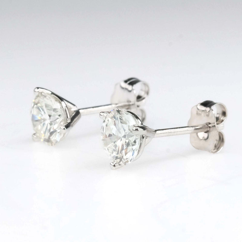 1.12ctw Round Diamond Solitaire Martini Stud Earrings in 14K White Gold Earrings Oaks Jewelry 