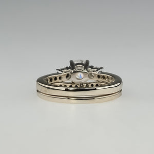 14K White Gold 1.00ctw Diamond Accents Three Stone Bridal Set Ring Size 4.75 Bridal Sets Oaks Jewelry 