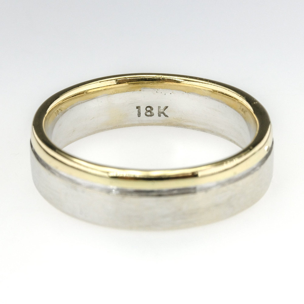 18K Two Tone Gold 5.5mm Wide Comfort Fit Wedding Band Ring