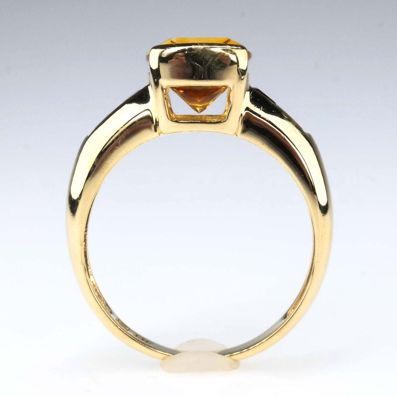 2.22ctw Cushion Citrine with Garnet Accented Gemstone Ring in 10K Yellow Gold Gemstone Rings Oaks Jewelry 