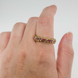 0.99ctw Ruby XO Eternity Band Ring in 18K Yellow Gold