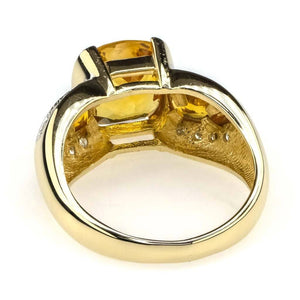 Citrine and Diamond Ring in 14K Yellow Gold Gemstone Rings Oaks Jewelry 