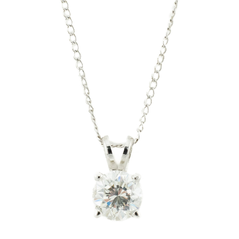 GIA 1.00ctw Round Diamond G/I1 Solitaire Pendant in 14K White Gold - Chain Not Included