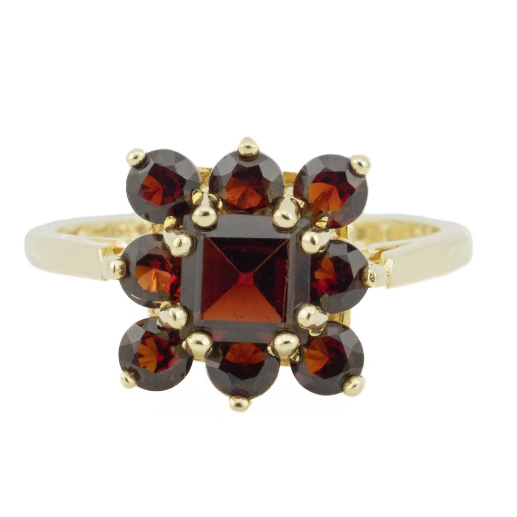 0.30ctw Square Garnet & Accented Gemstone Ring in 14K Yellow Gold - Size 5.5