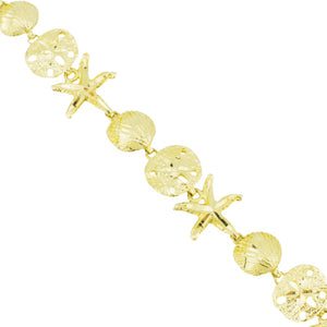 Sea Life Links 7.5" Bracelet in 14K Yellow Gold - 11.6 grams