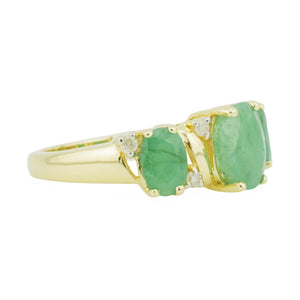1.70ctw Oval Emerald & Diamond Accented Gemstone Ring in 14K Yellow Gold - Size 7