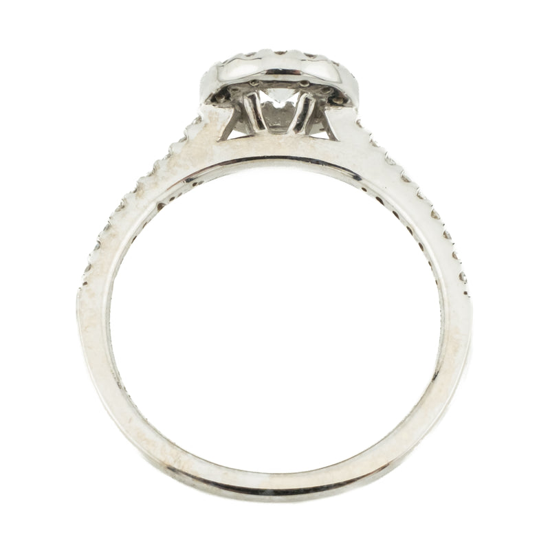 0.20ct Round Brilliant Diamond w/ Halo & Side Accented Engagement Ring in 14K White Gold - 6.5