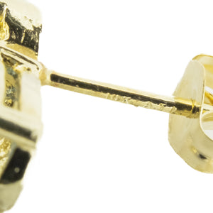 1.5ct Blue Topaz and Diamond Stud Earrings in 14K Yellow Gold - 2 Grams