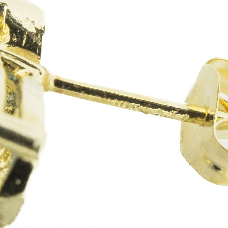 1.5ct Blue Topaz and Diamond Stud Earrings in 14K Yellow Gold - 2 Grams