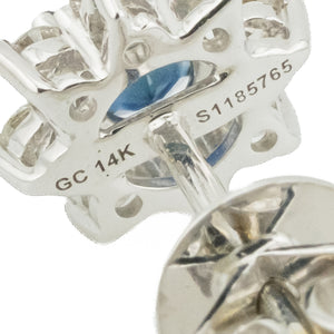 0.55ctw Sapphire & 0.32ctw Diamond Accented Stud Earrings in 14K White Gold