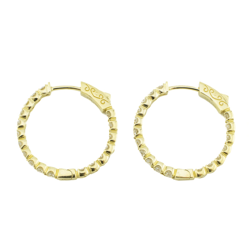 2.50ctw Round Diamond Inside Out Hoops in 14K Yellow Gold