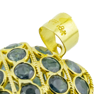 1.00ctw Sapphire Accented Gemstone Heart Pendant in 18K Yellow Gold - No Chain Included