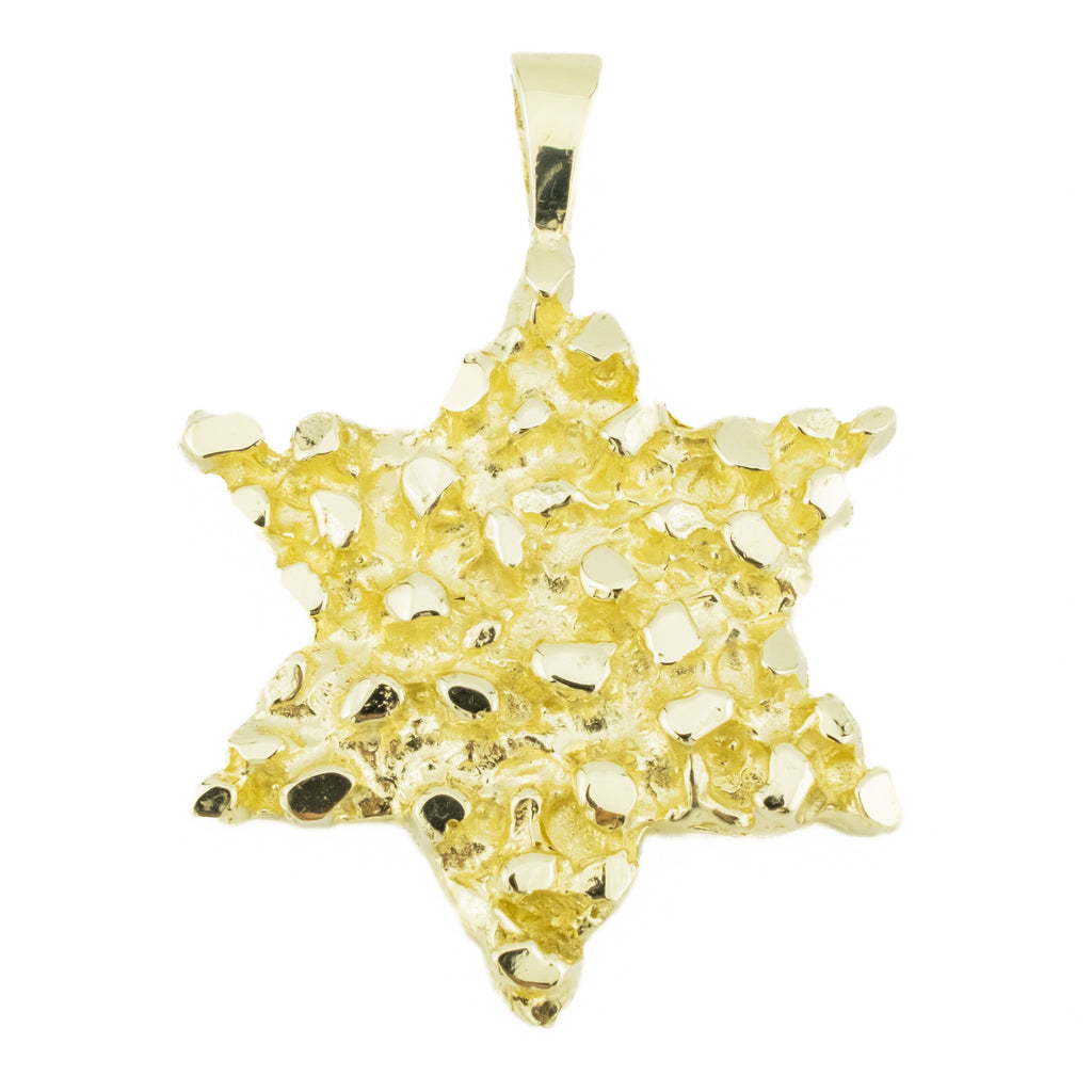 Gold Star of David Nugget Pendant in 14K Yellow Gold - 7.3 Grams