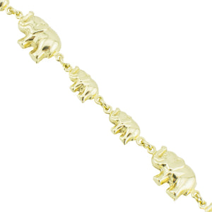 Fancy Elephants Link 7.25" Bracelet in 14K Yellow Gold - 9.1 Grams