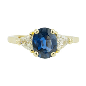 1.30ctw Oval Sapphire with Diamond Accents Gemstone Ring in 14K Yellow Gold - 7