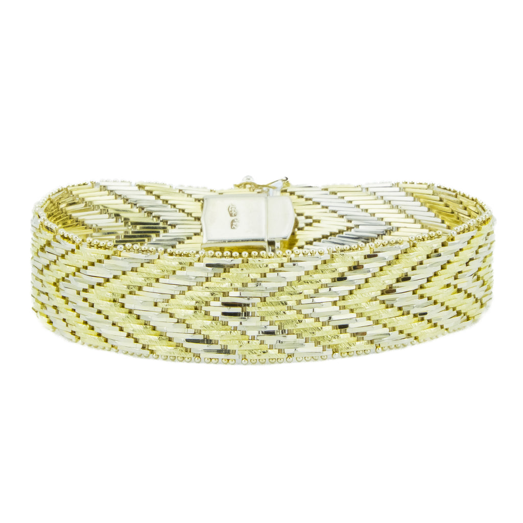 15mm Fashion Chevron 7" Bracelet in 18K Two-Tone Gold - 55.9 Grams