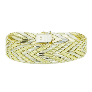 15mm Fashion Chevron 7" Bracelet in 18K Two-Tone Gold - 55.9 Grams