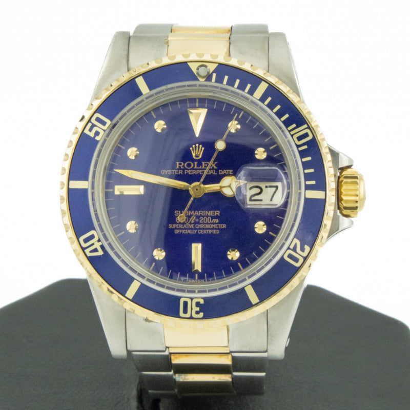 1979 Vintage Rolex 40mm Oyster Perpetual Submariner Watch with Nipple Dial in 18K/Stainless Steel - Model 1680