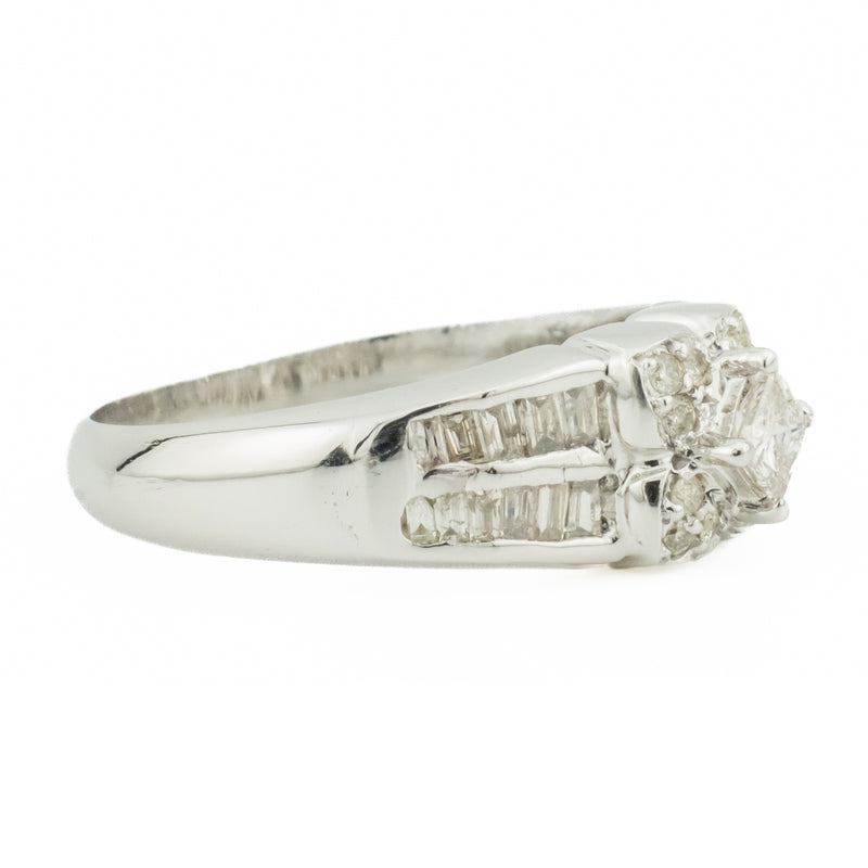 0.67ctw Diamond Accented Fashion Ring in 14K White Gold - Size 7.75