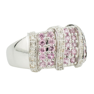 Pink Sapphire and Diamond Accented Ring in 14K White Gold - Size 8.5