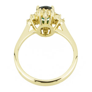0.70ctw Green Tourmaline & Diamond Accented Gemstone Ring in 14K Yellow Gold - Size 4.5