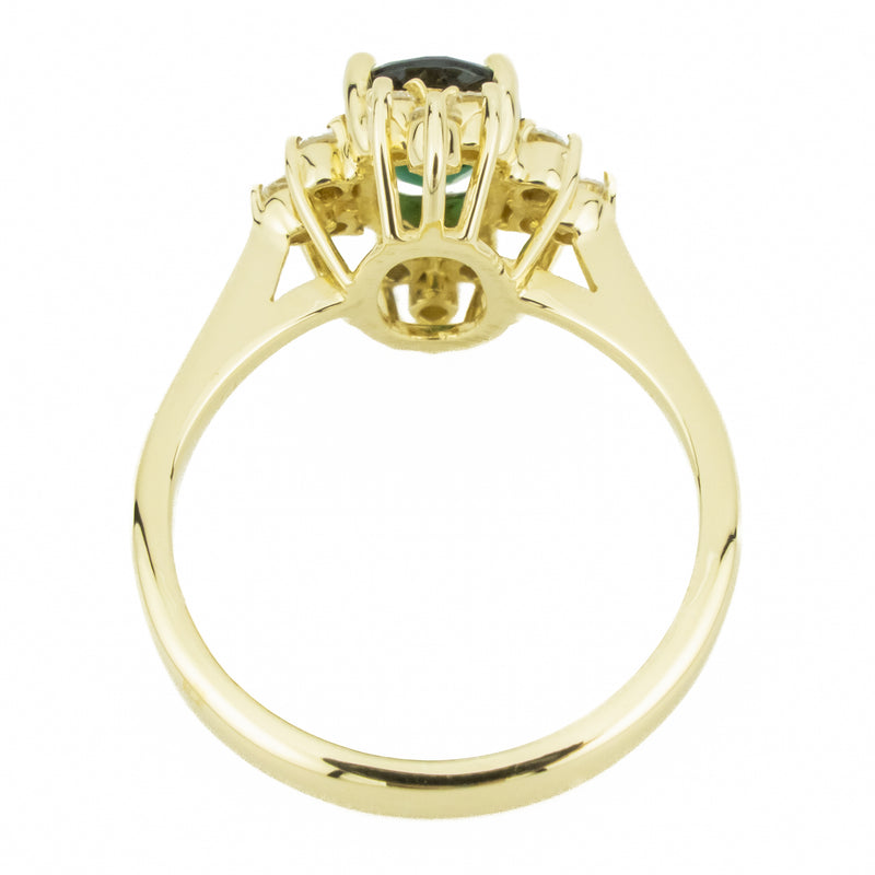 0.70ctw Green Tourmaline & Diamond Accented Gemstone Ring in 14K Yellow Gold - Size 4.5