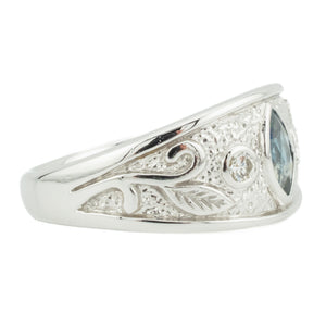 0.45ctw Marquise Sapphire & Diamond Accented Ring in 18K White Gold - 8.5