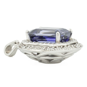 6.24ctw Lab Grown Sapphire & Diamond Accented Pendant in 14K White Gold