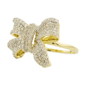 1.33ctw Multi Diamond Bow Ring in 10K Yellow Gold - Size 9.25