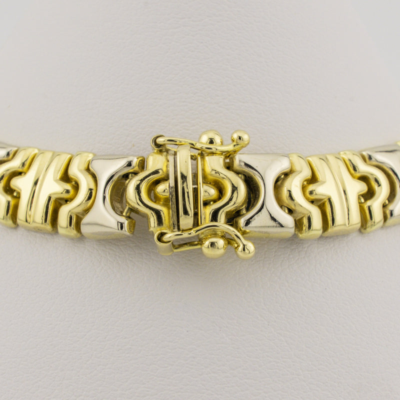 8.4mm Wide Fancy Fashion Link Bracelet 7.25" in 18K Yellow Gold