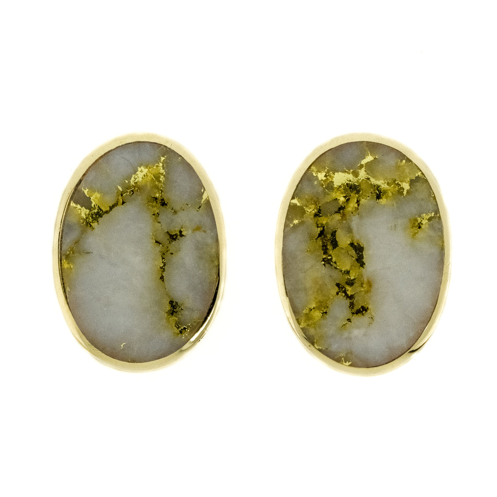 Quartz Solitaire Gemstone Earrings in 14K Yellow Gold