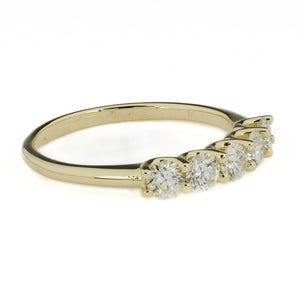 0.70ctw 5-Round Diamond Wedding Anniversary Band Ring in 14K Yellow Gold - Size 7