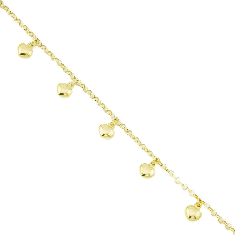 Gold Heart Beads 10" Anklet in 10K Yellow Gold