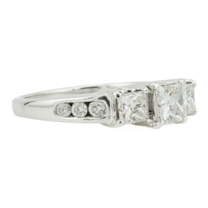 0.60ctw K/I2 Princess Cut Diamond & Accented Engagement Ring in 14K White Gold - Size 7