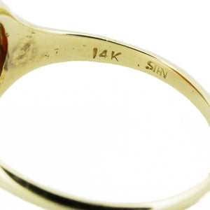 Coral Solitaire Fashion Ring in 14K Yellow Gold - Size 6.5